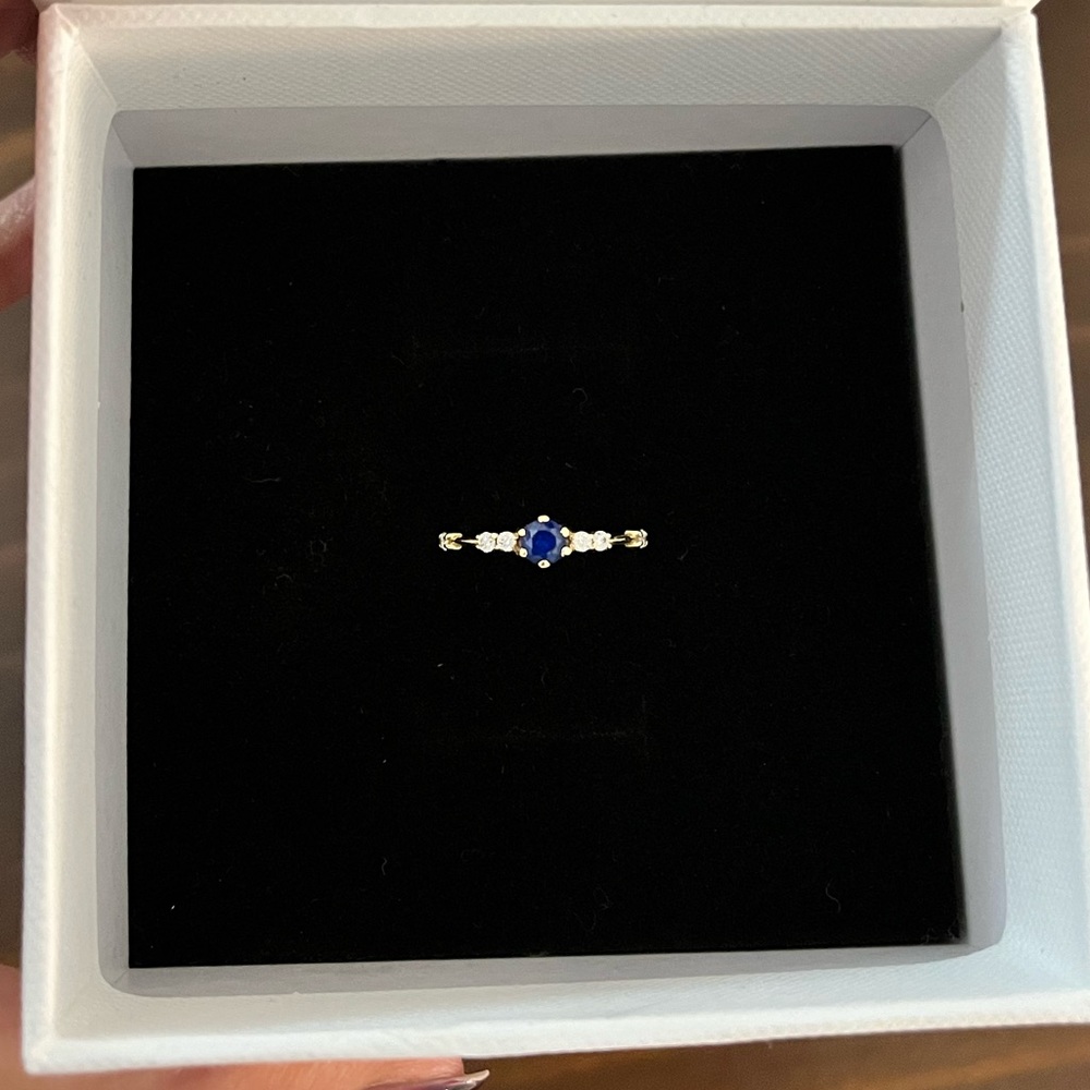 Dainty Sapphire and Moissanite Ring